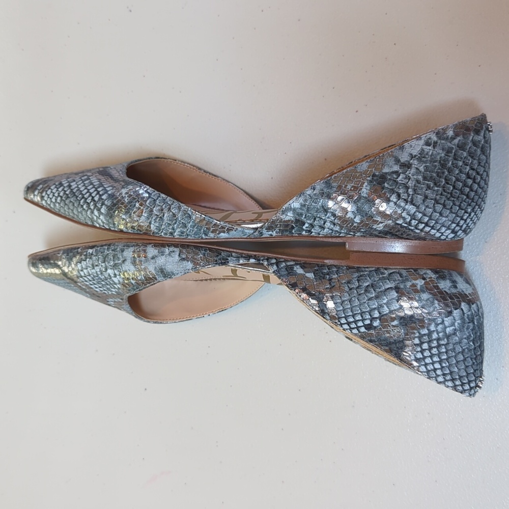 Sam Edelman, Rodney, Blue/Silver Snakeskin Flats. Size 9 - Picture 5 of 10